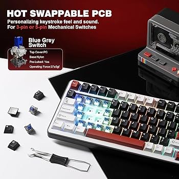 Amazon | YUNZII B75 PRO 75% ガスケットゲーミングキーボード 無線